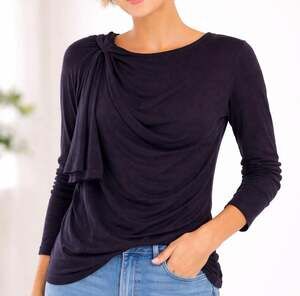 J. Jill Wearever Collection Purple 100% Merino Wool Asymmetric Drape Sweater XS